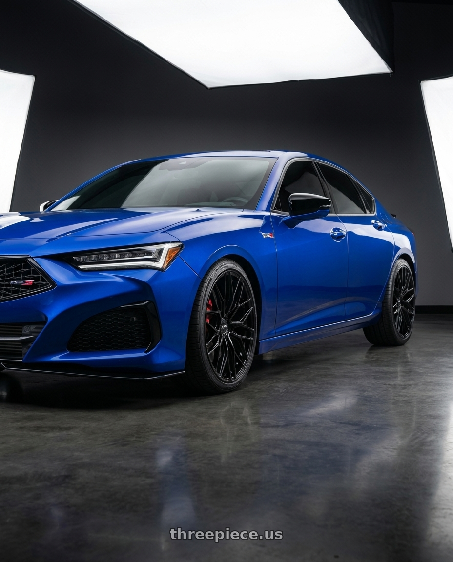 2021 tlx type s apex blue  with F1R FS3 5x120 20x9 +35 Gloss Black wheels