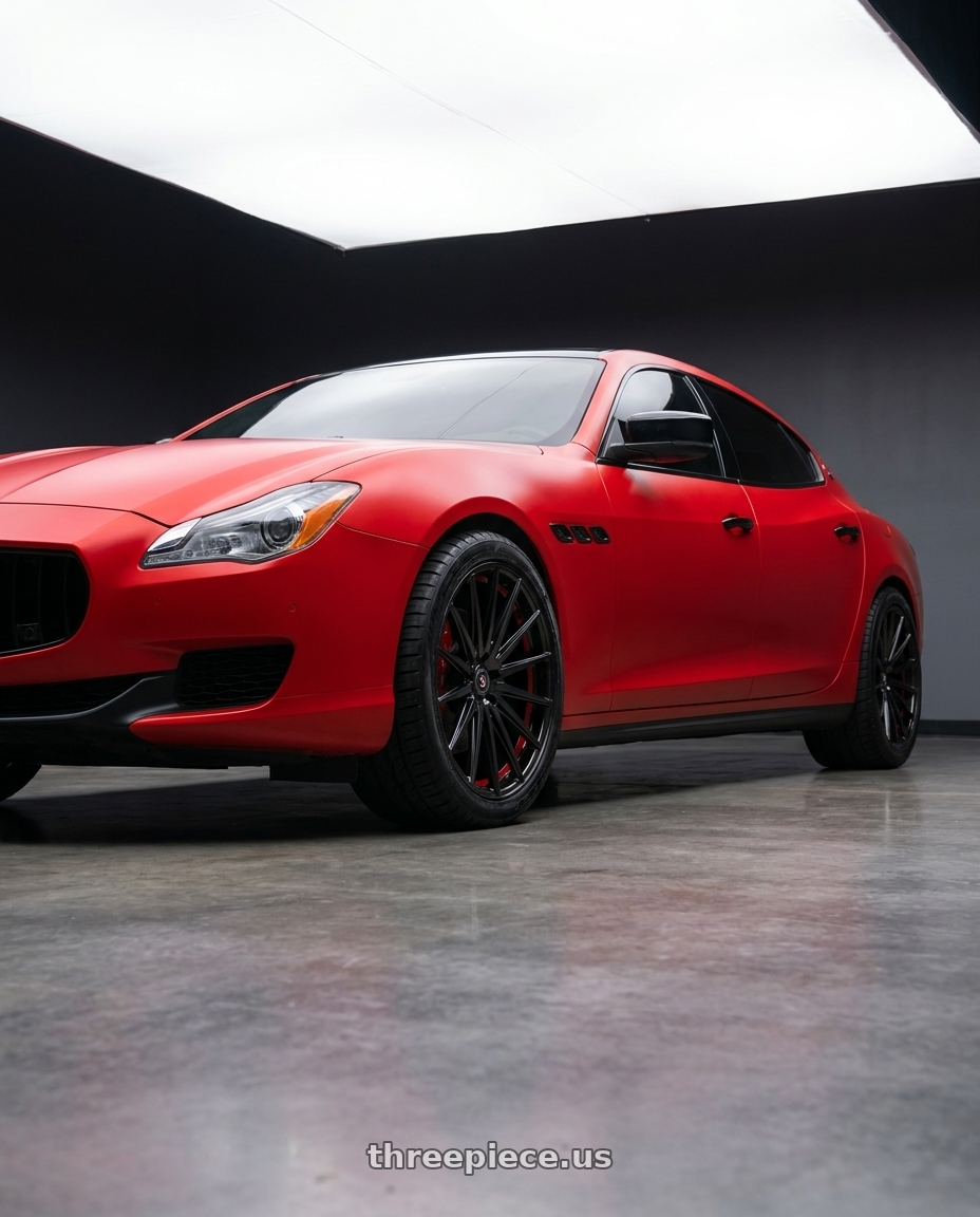 2016 Maserati quattroporte with Spec-1 SP-69 5x114.3/5x120 20x8.5 +38 Gloss Black & Red Undercut wheels