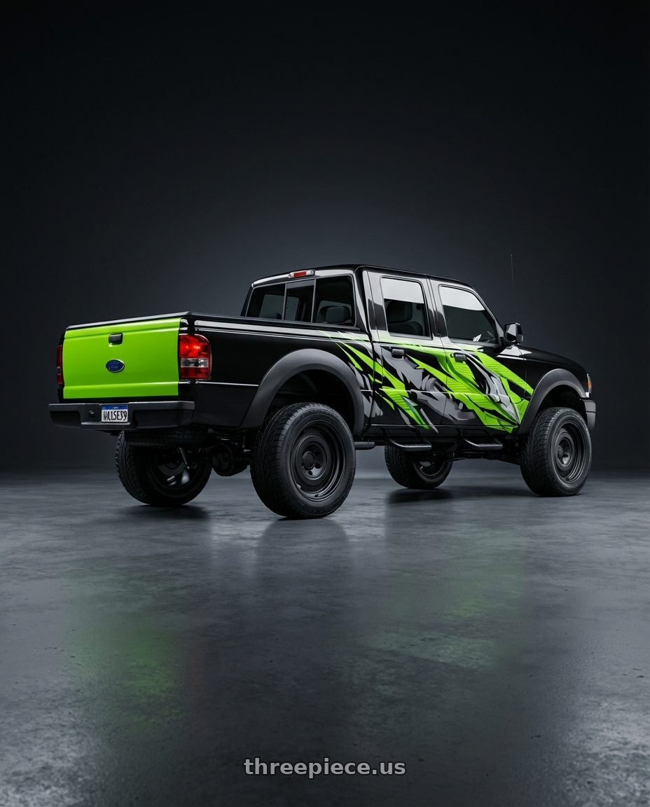 ranger 2005 cabine dupla adesivada com graficos e a tampa traseira verde limão with fifteen52 ANALOG HD 6x139.7 17x8.5 +0 ASPHALT BLACK (SATIN BLACK) wheels