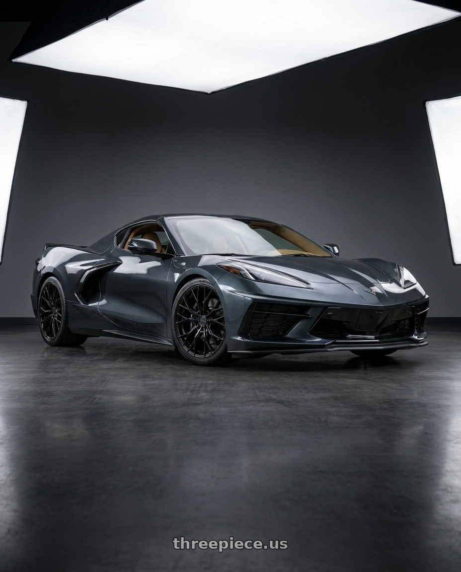 2021 Chevrolet Corvette Stingray with MRR GF5 5x120 19x8.5  +35 Black wheels