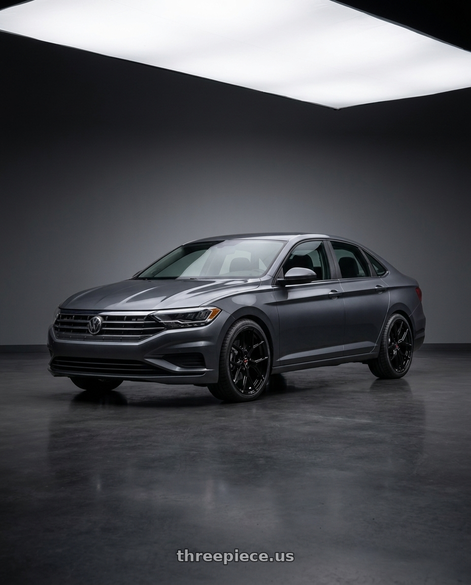 2024 VW Jetta Sport with VOSSEN HF-5 5X112 23x11 +14 GLOSS BLACK wheels