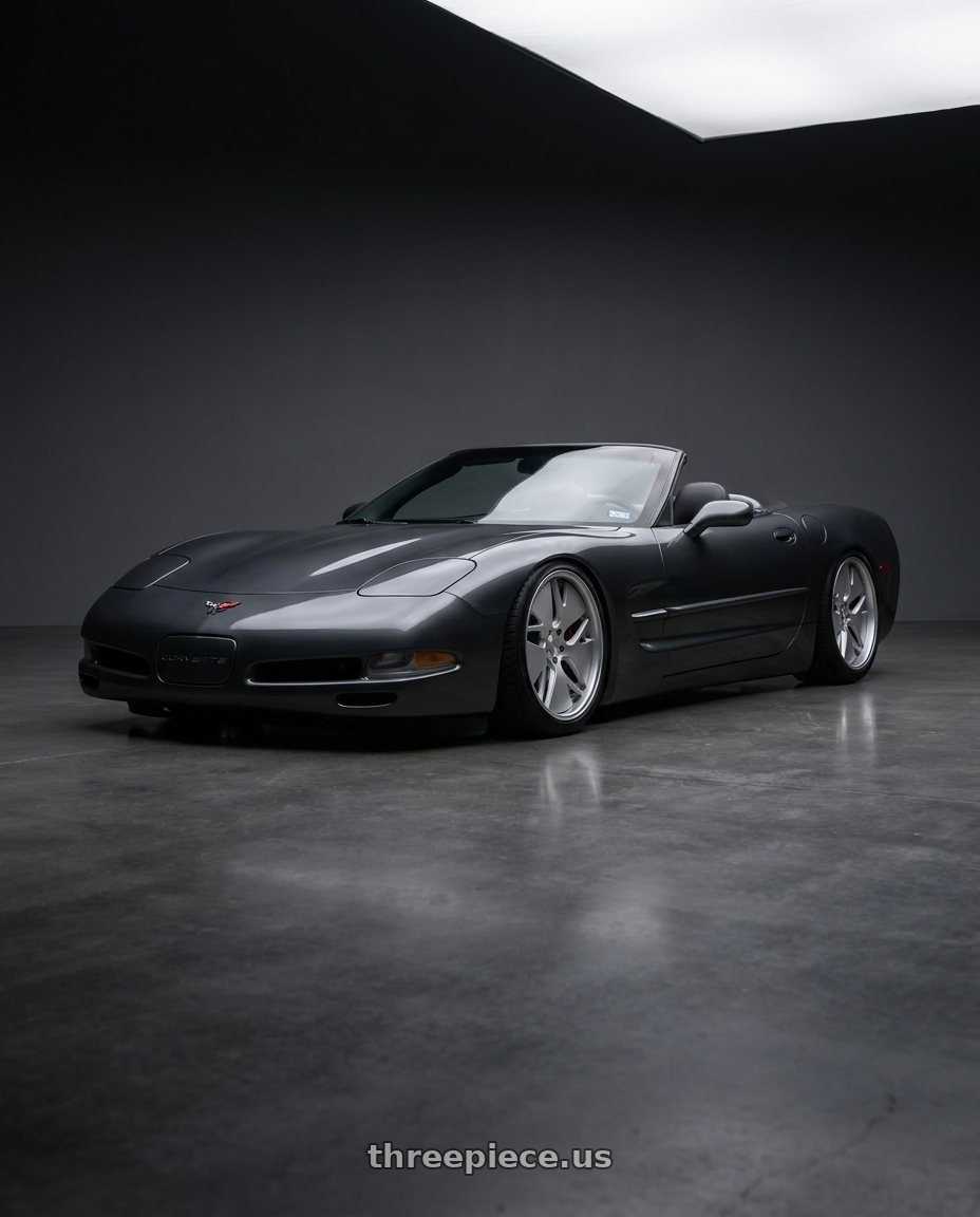 2004 Chevrolet corvette with Work Gnosis Cvd 5x120.65 20x9+45 W Disk Matte Silver wheels