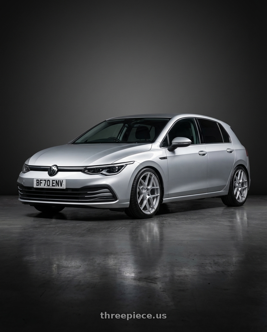 2024 Volkswagen Golf R MK8 with Aodhan AFF2 5x112 19x9.5+35 Gloss Silver Machined Face wheels