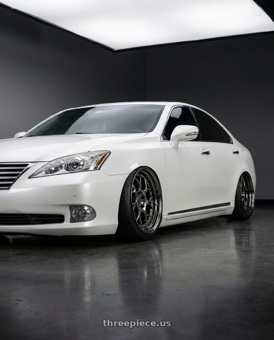 2012 Lexus es350 with Aodhan DS01 5x114.3 18x8.5+35 Black Vacuum W/ Gold Rivets wheels