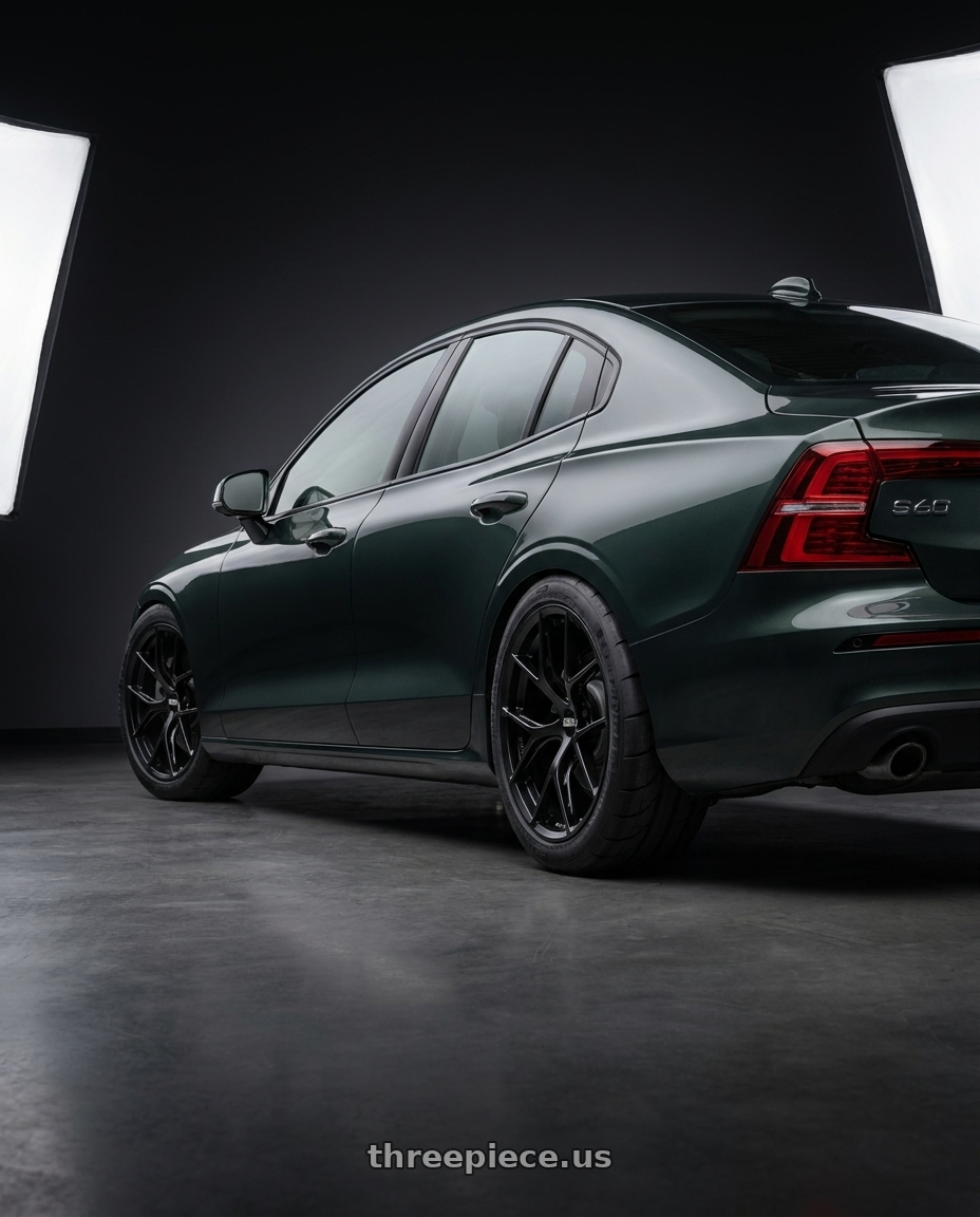 2020 volvo s60 t6 momentum with BBS FI-R Evo 5x112 19x9.5+15 Satin Black wheels rear three quarter view meaty tires
