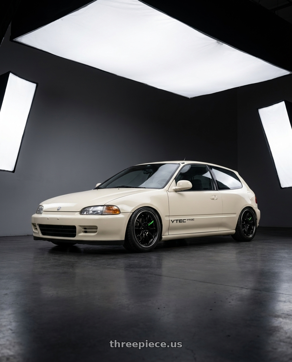 1992 honda civic hatchback with Work Emotion Zr10 4x100 15x6 +38 Black Diamond Lip Cut wheels