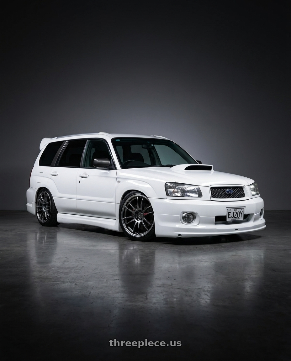 2002 subaru forester with Work Emotion Zr10 5x100 17x7 +38 Glim Black Diamond Rim cut wheels