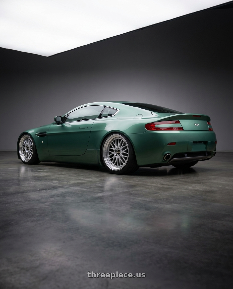 2009 Aston martin vintage v8 with BBS LM 5x114.3 17x7.5+38 Diamond Silver wheels rear three quarter view square tires