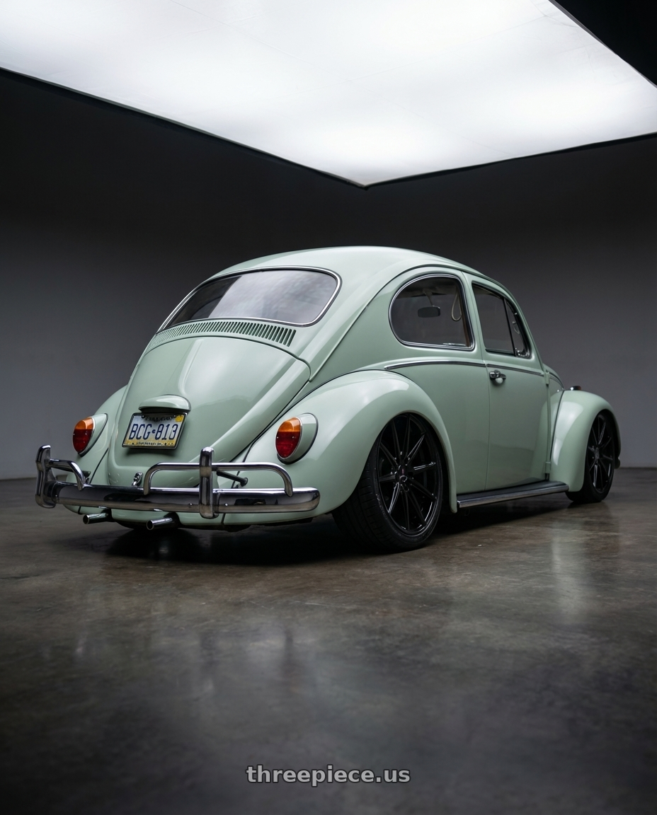 vw popo 1966 with Cavallo CLV-46 4x100/4x114.3 18x8 +35 Gloss Black wheels rear three quarter view square tires