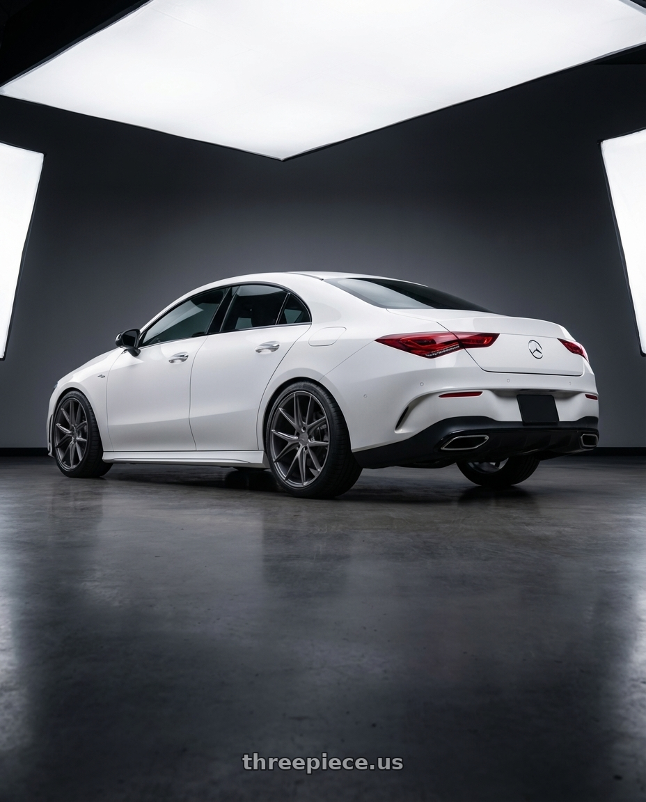 2023 Mercedes-Benz CLA C118 with Niche 1PC M116 MISANO 5X112 19X8.5 +25 MATTE GUN METAL wheels rear three quarter view square tires