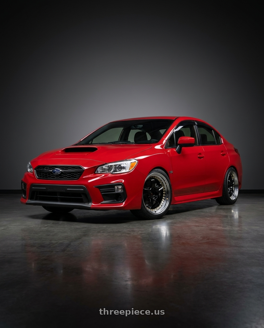2018 Subaru WRX with Work Meister S1 3P 5x100 18x8.5+16 A Disk Black wheels