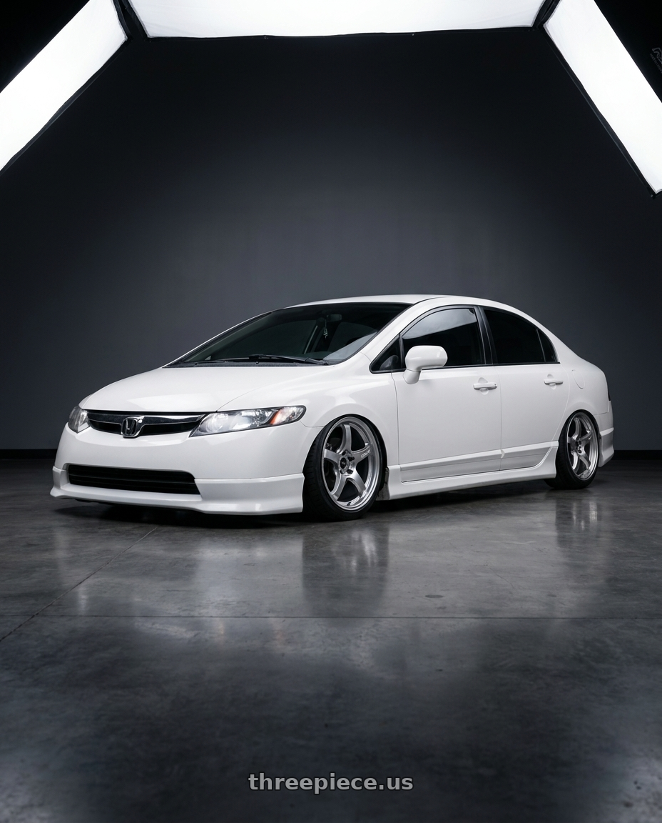 2007 honda civic ex with Gram Lights 57CR 5x114.3 17x9 +38 GRACE SILVER wheels