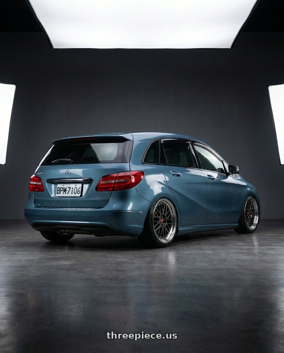 2012 benz B180 Taiwan license number BPM-7106 with BBS LM 5x112 19x8.5+32 Diamond Black wheels rear three quarter view slight stretch tires