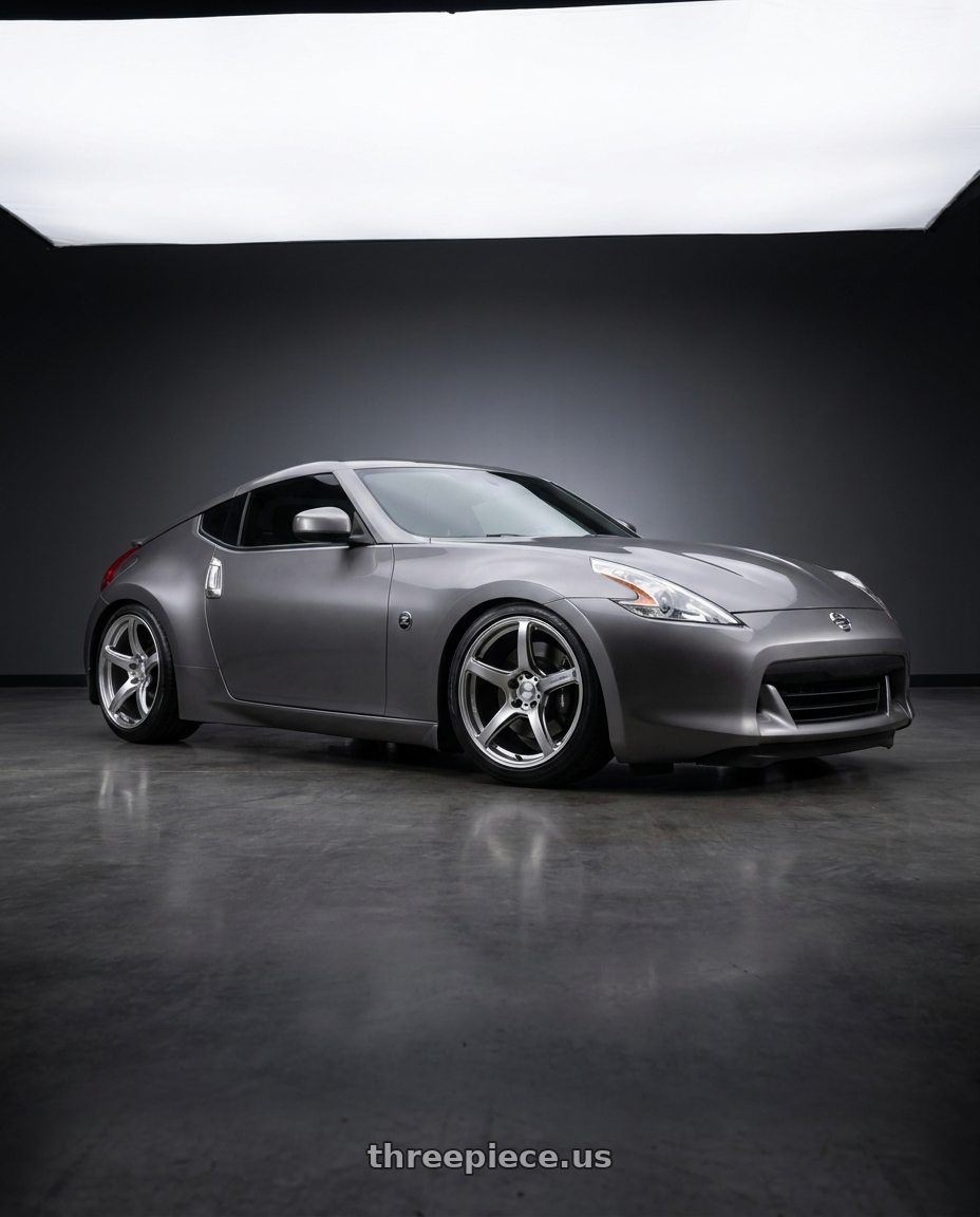 2009 Nissan 370 Z with Work Emotion T5r 5x114.3 19x10.5 +15 Glow Silver wheels