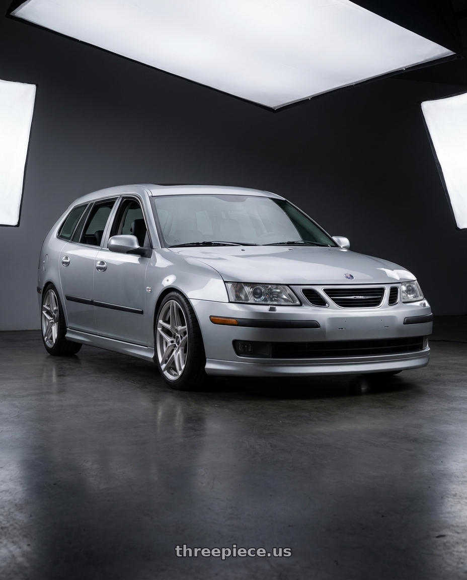 2006 Saab 9-3 with Heritage Wheel EBISU 5x110 18x8.5 +35 Silver wheels