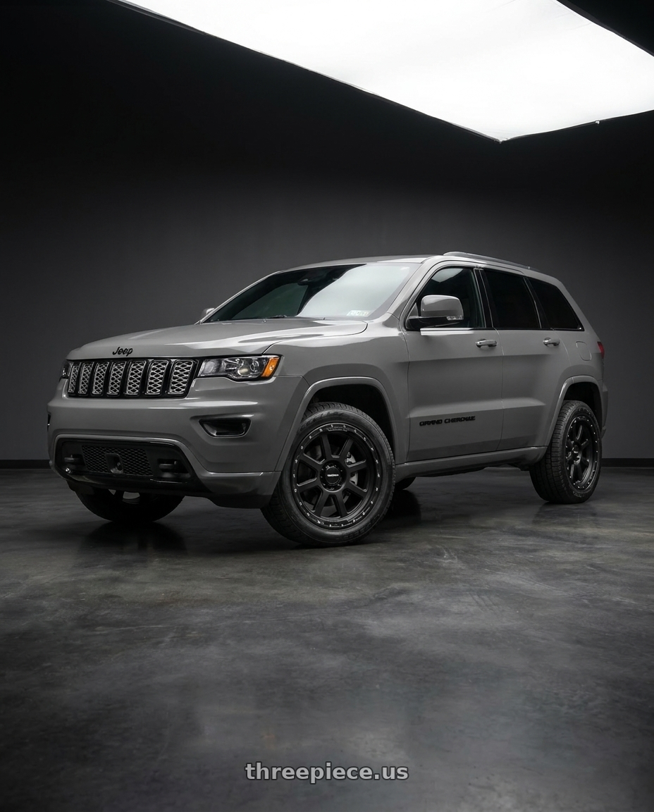 2021 Jeep Grand Cherokee Overland with Vision Off-Road 350 Ojos 5x127 20x9+10 Satin Black wheels