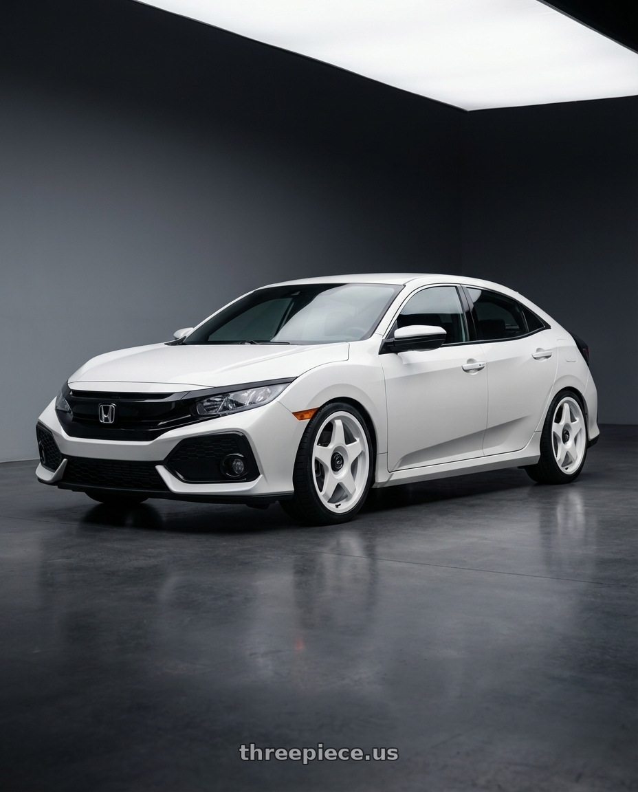 2019 Honda Civic with fifteen52 CHICANE 5x114.3 / 5x100 18x8.5 +35 RALLY WHITE (GLOSS WHITE) wheels