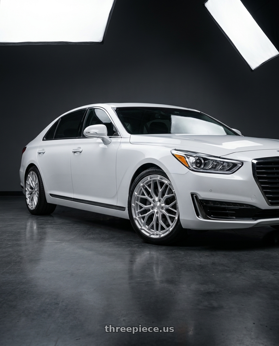 2018 genesis g90 ultimate with DOLCE PERFORMANCE MAGARI 5x114.3 20x9 +25 Gloss Silver wheels