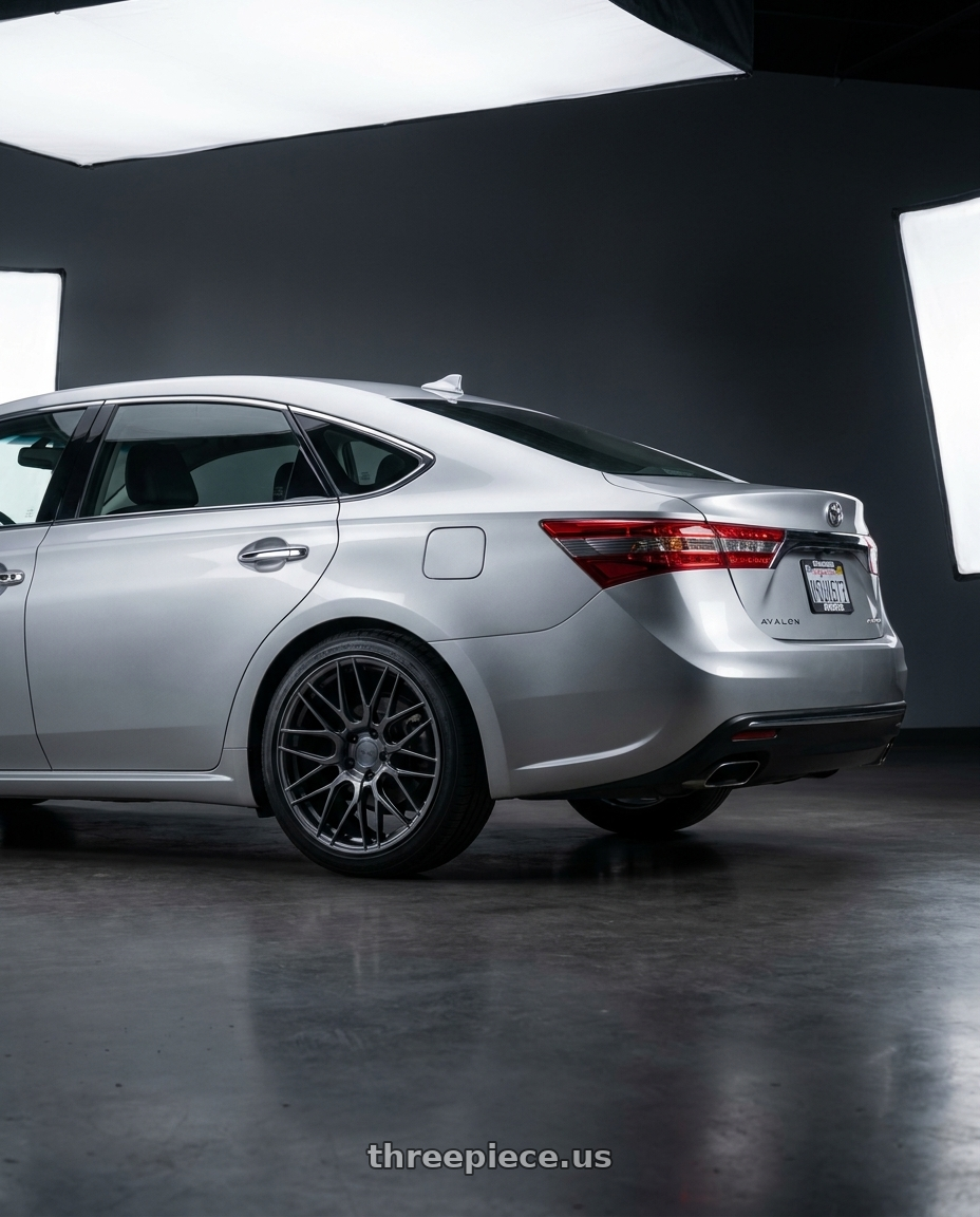 2013 toyota avalon with MRR FS1 5x114.3 18x8.5  +35 Carbon Flash wheels rear three quarter view square tires