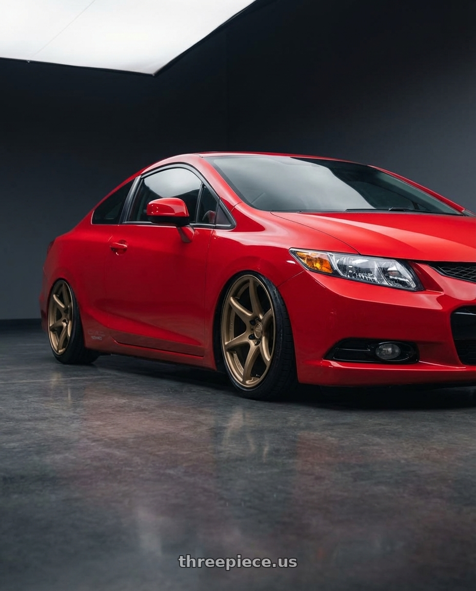 2011 Honda Civic Si with Kansei K11B Tandem 5x114.3 18x9.5 22 Bronze wheels