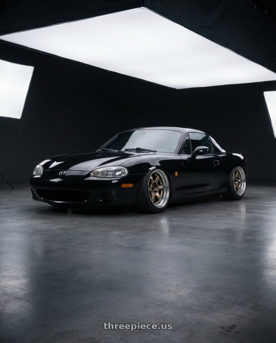 2001 Mazda MX-5 NBFL with Work Meister S1 2P 4x100 15x8+22 A Disk Titanium Gold wheels