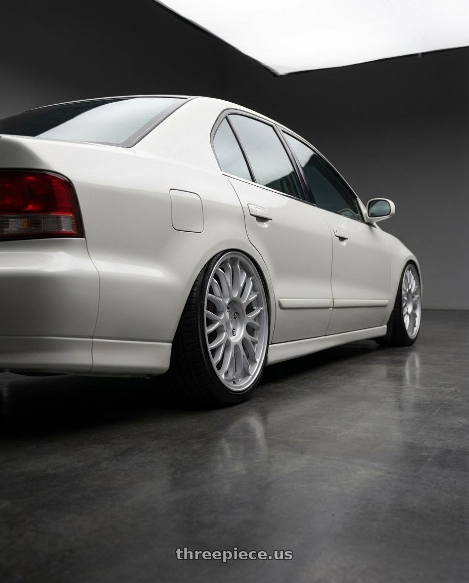 2001 mitsubishi galant with Rotiform RC204 PHX 5X112 20x8.5 +40 GLOSS SILVER wheels rear three quarter view square tires