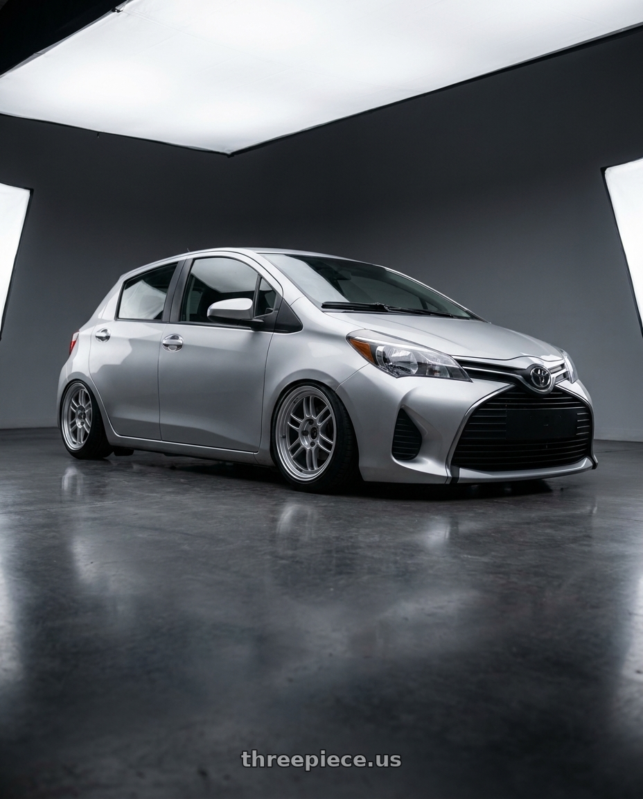 2015 Toyota yaris with Enkei RPF1 4x100 16x7+43 Silver wheels