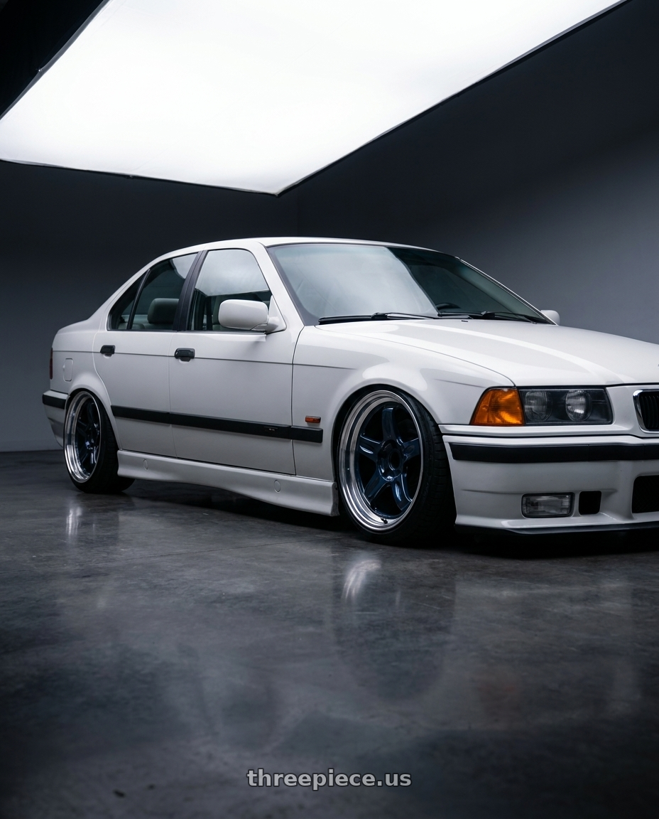 1998 bmw 328i with Volk Racing 21C 5x114.3 18x10.5 +15 MAG BLUE / RIM DC wheels