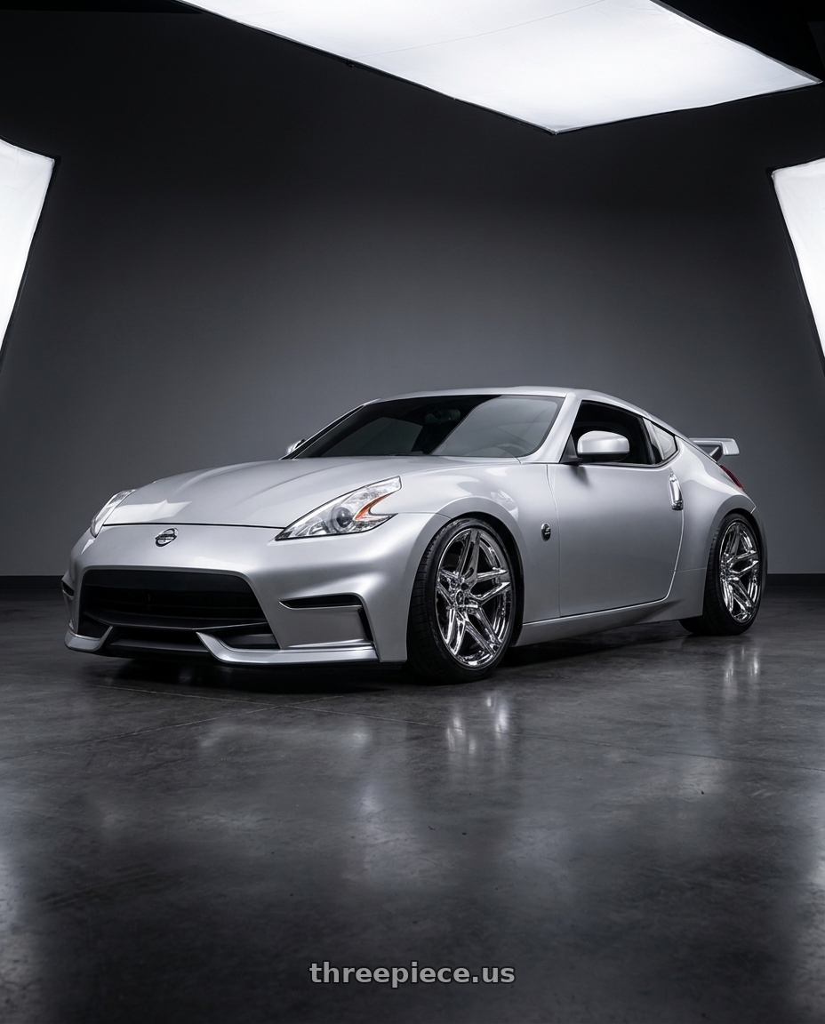 2009 Nissan 370z with HERITAGE WHEEL EBISU MONOC 5x114.3 20x9 +25 CHROME wheels
