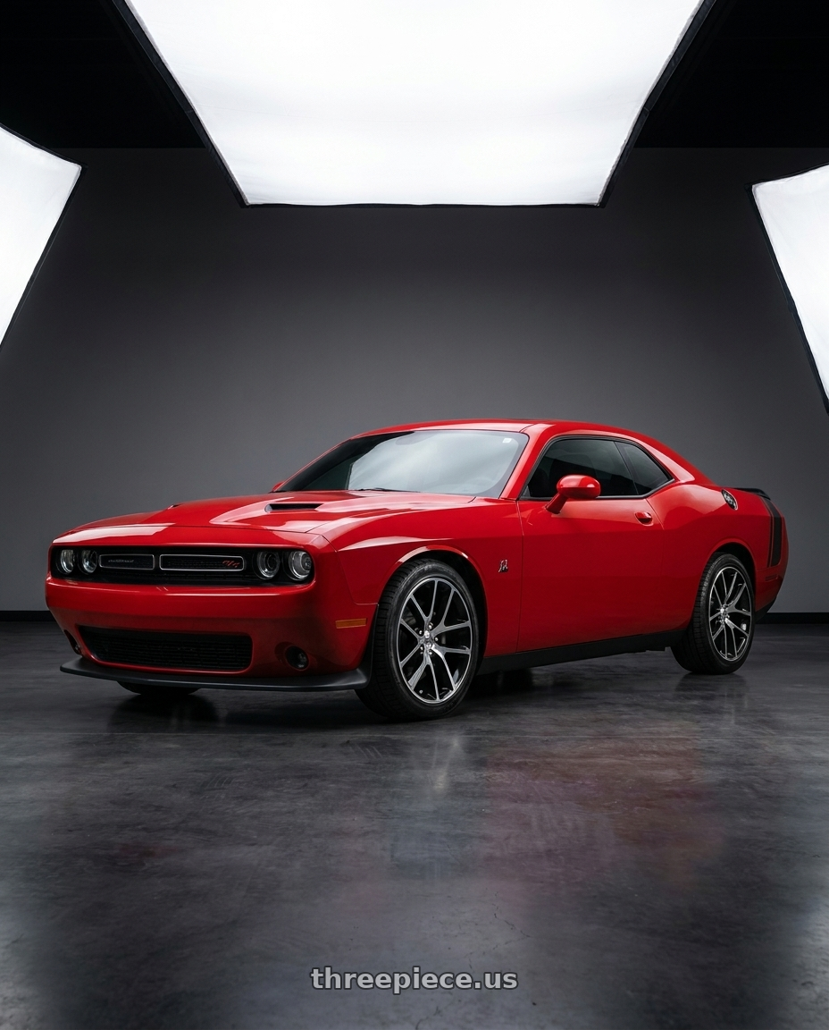 2019 dodge challenger r t with O.E. Revolution 107 5x115 24x10 +18 Gloss Black & Machined wheels