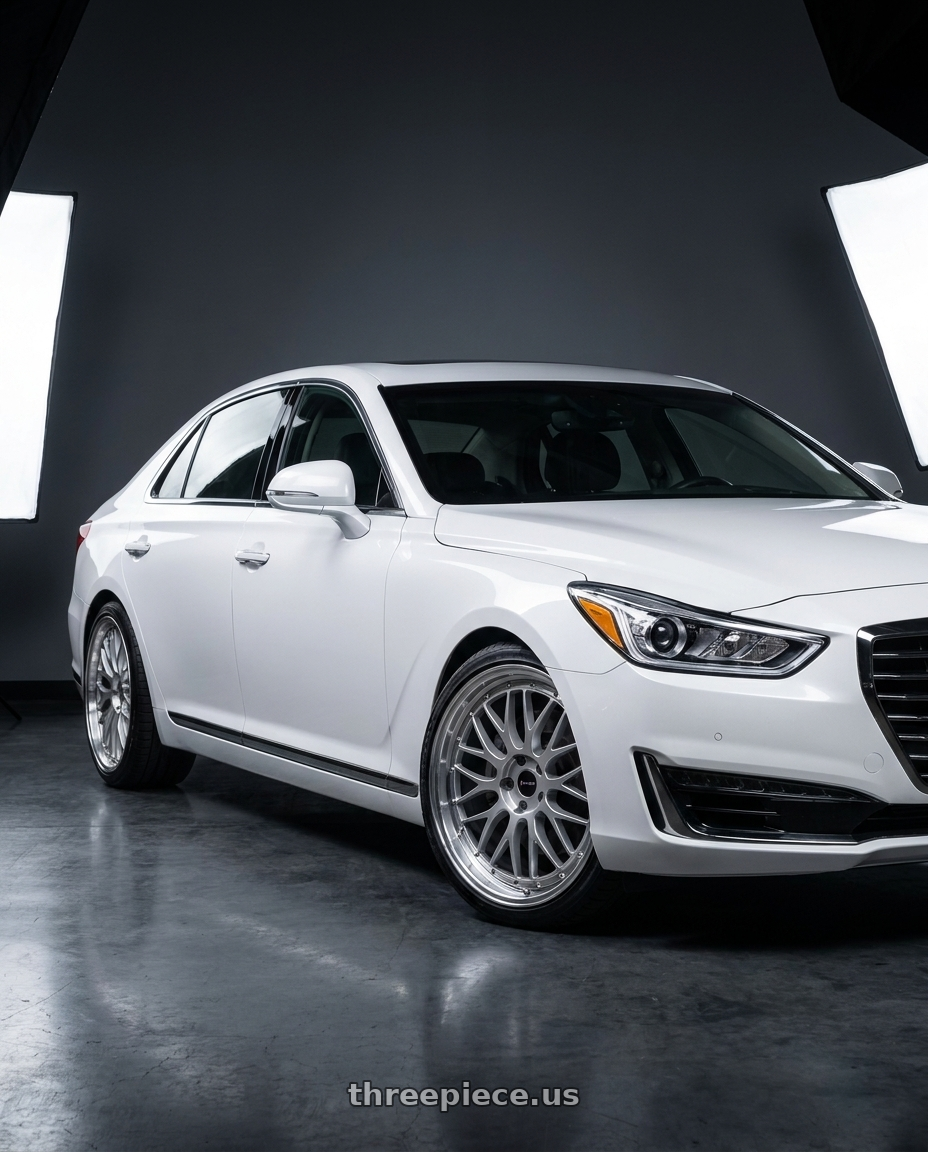 2018 genesis g90 ultimate with Vors VR8 5x114.3 20x9.5  +35 Hyper Black Machine Lip Chrome Rivet wheels