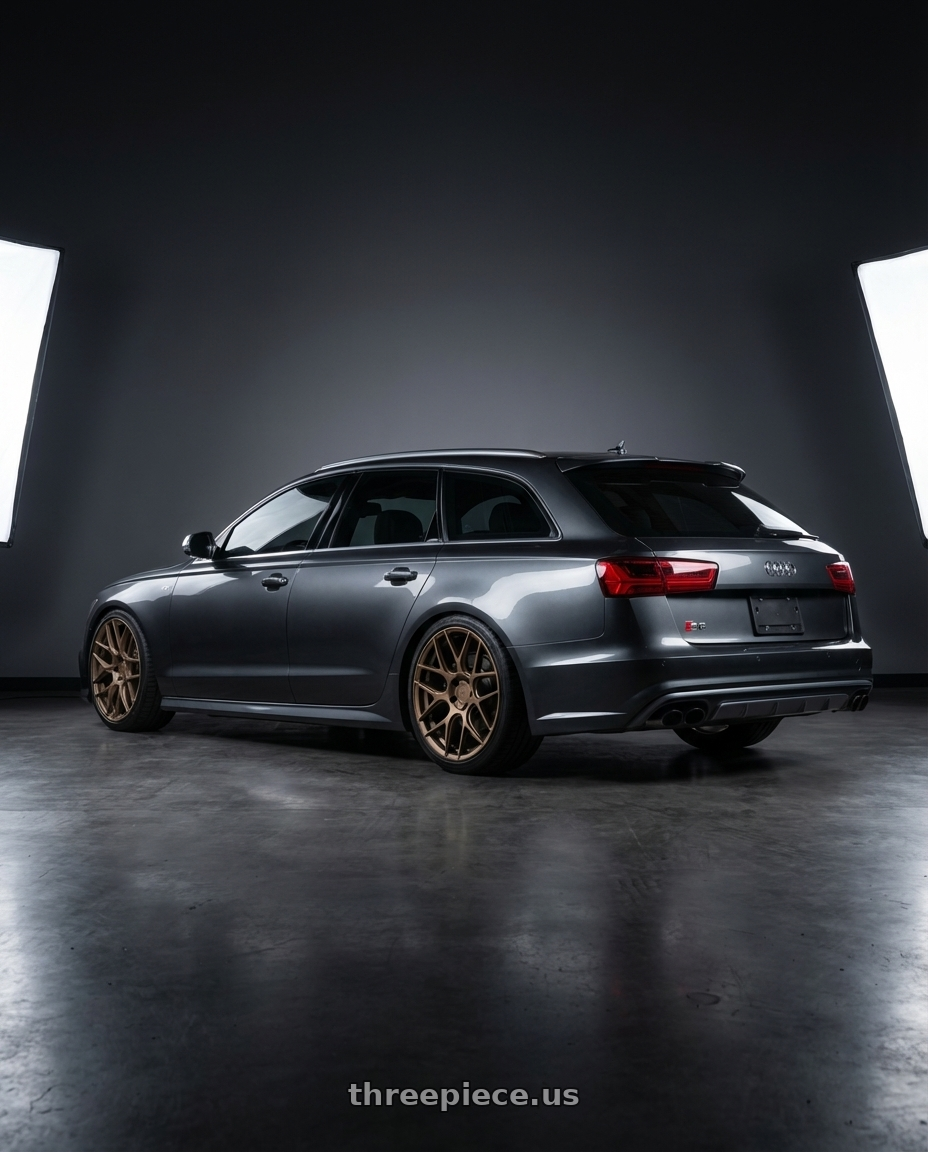 2016 Audi S6 C7 with Aodhan AFF2 5x112 20x9+30 Matte Bronze wheels rear three quarter view square tires