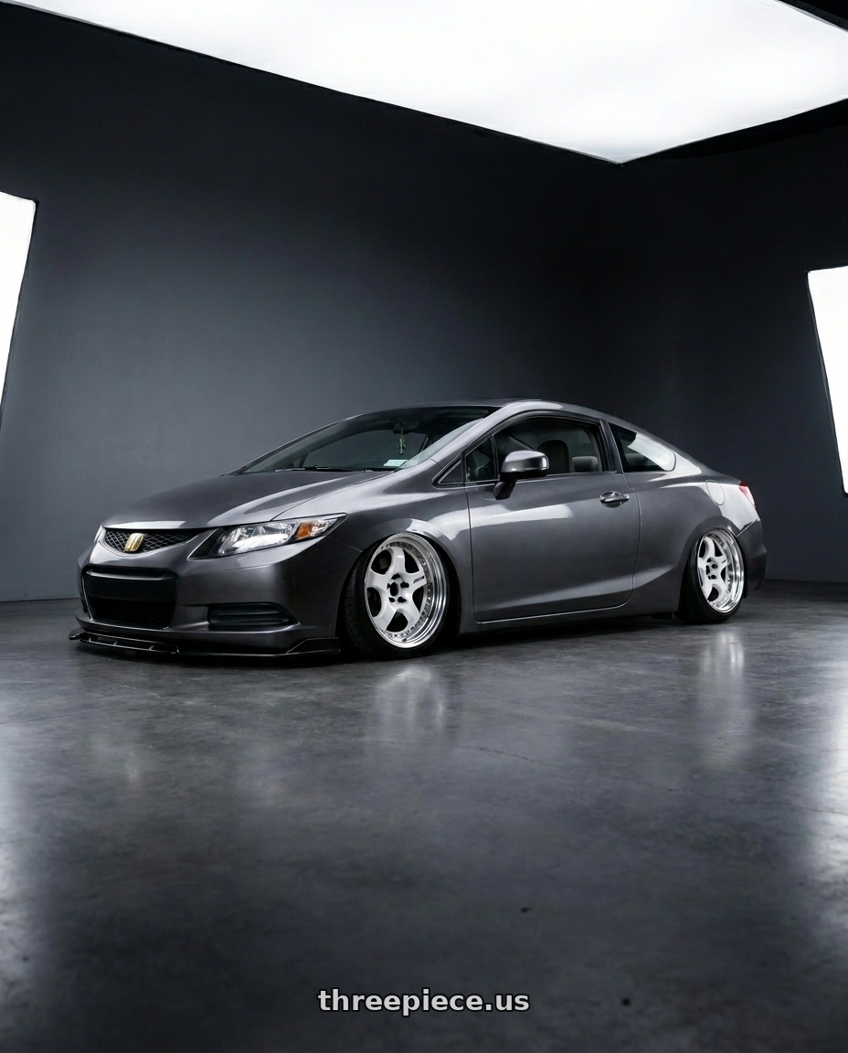 2012 Honda Civic coupe EX with Work Wheels VS-KF 5x114.3 18x8+40 Light Grey Silver A Disk FULL REVERSE wheels