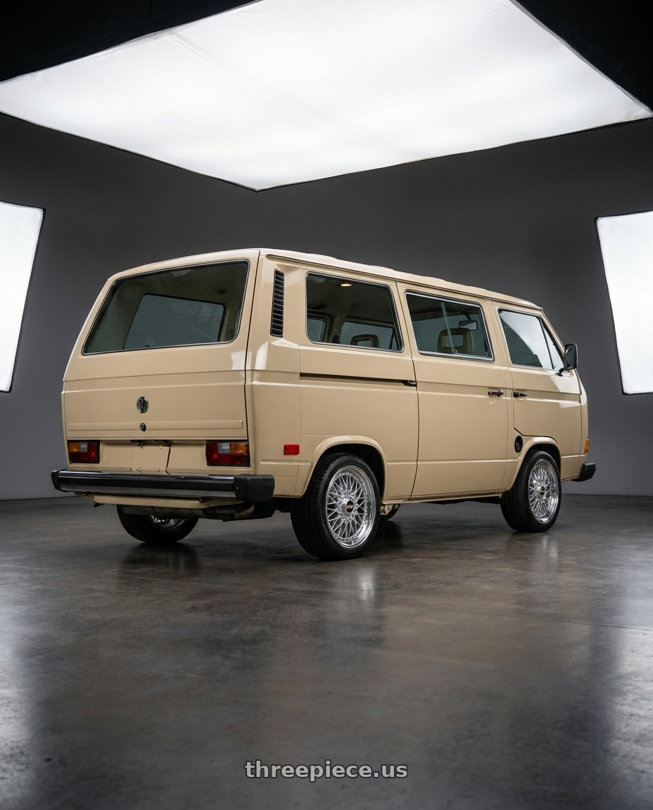 Volkswagen Vanagon 1985  with BBS Super-RS 5x112 19x9.0+42 Silver wheels rear three quarter view square tires