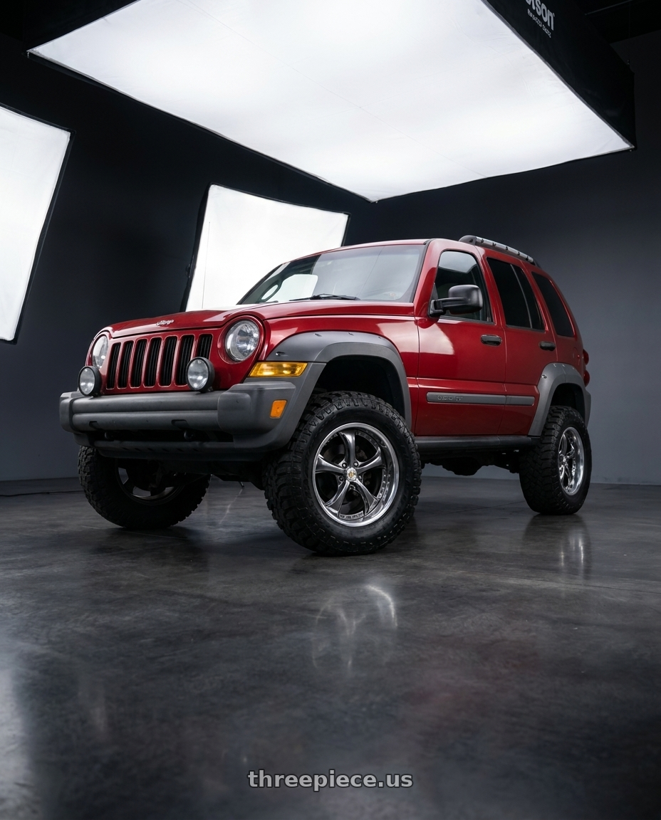2006 Jeep liberty renegade with Work Wheels VS-KF 5X114.3 19x7.5+21 Brilliant Silver Black A Disk FULL REVERSE wheels