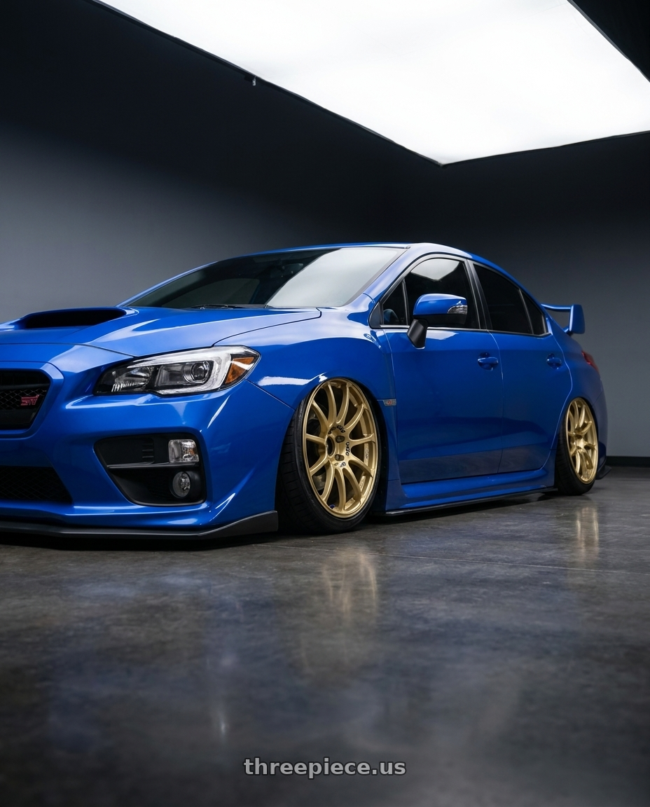 2013 Subaru WRX STI with Advan RCIII 5x114.3 18x8.5+53 Gold wheels