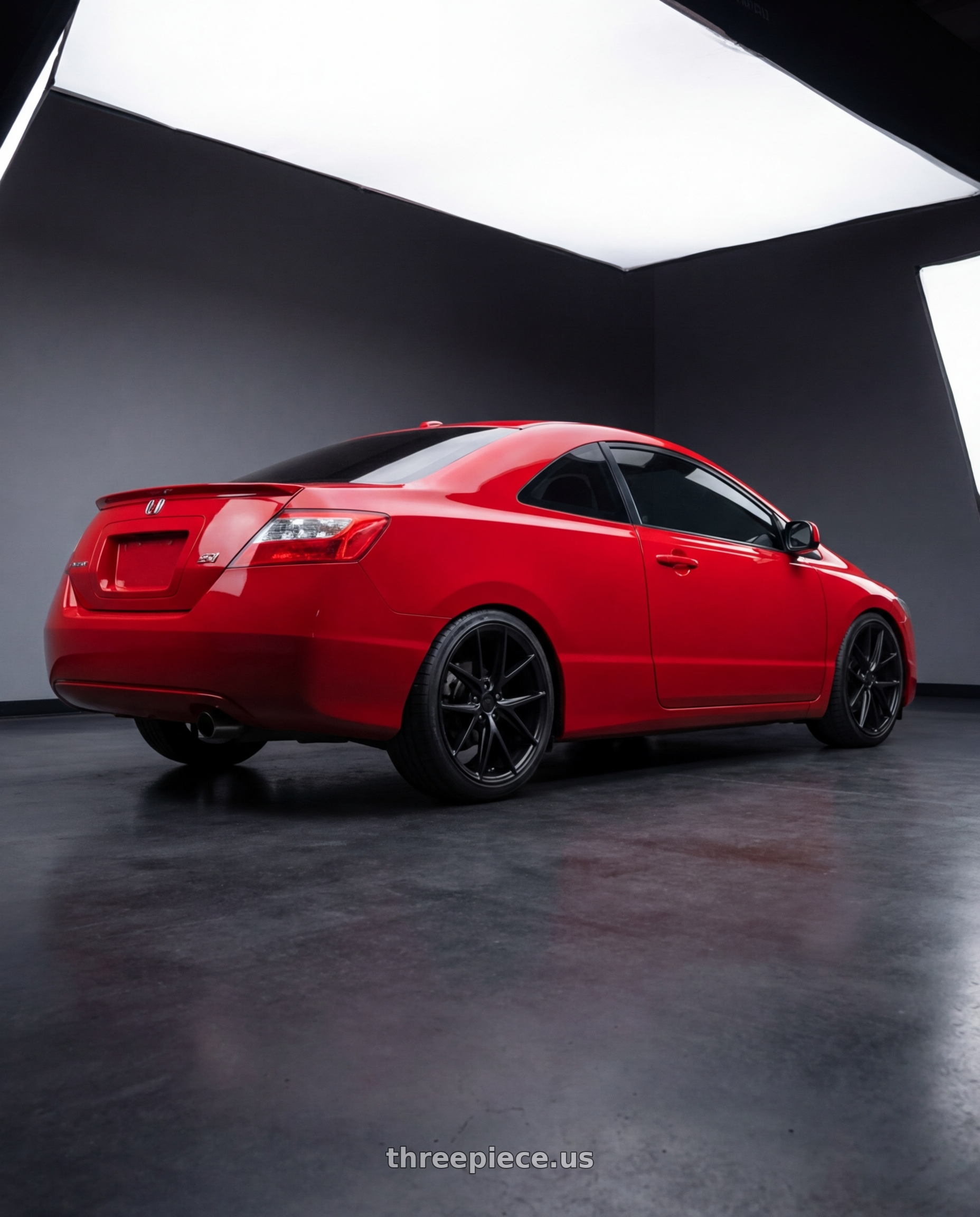 2011 Honda Civic Si with Niche 1PC M117 MISANO 5X114.3 17X8 +40 MATTE BLACK wheels rear three quarter view square tires