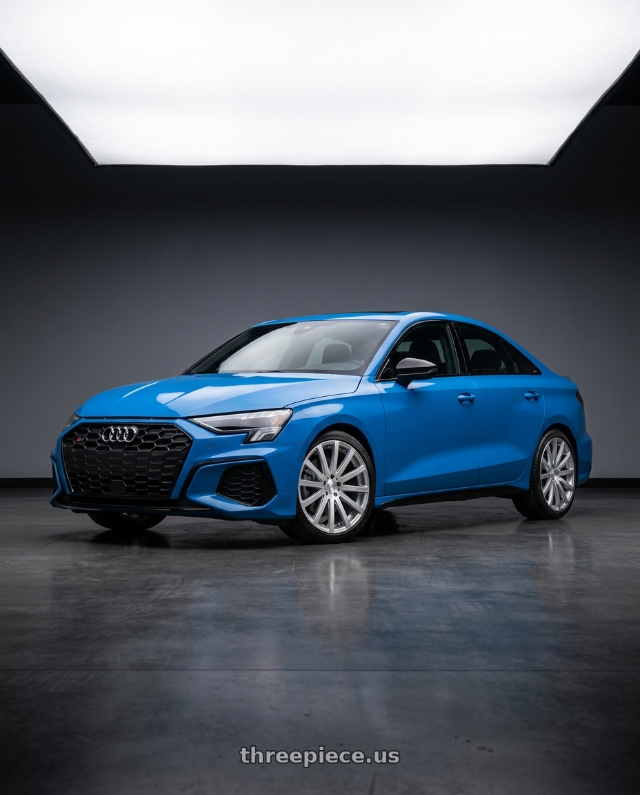2023 Audi S3 with MRR HR9 5x112 19x8.5  +45 Silver Machine Face wheels