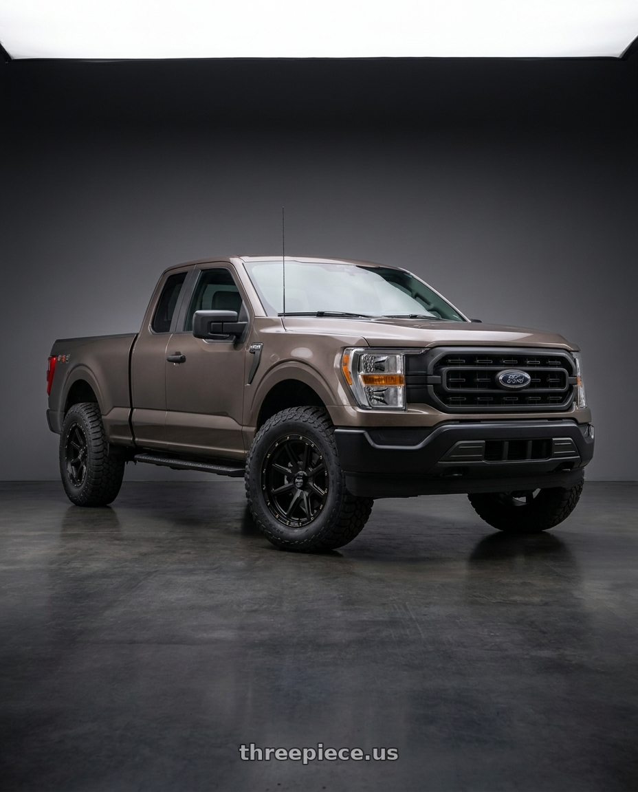 2013 Ford F-150 with KMC KM100 SYNC 6X135/6X139.7 20X9 +18 SATIN BLACK wheels