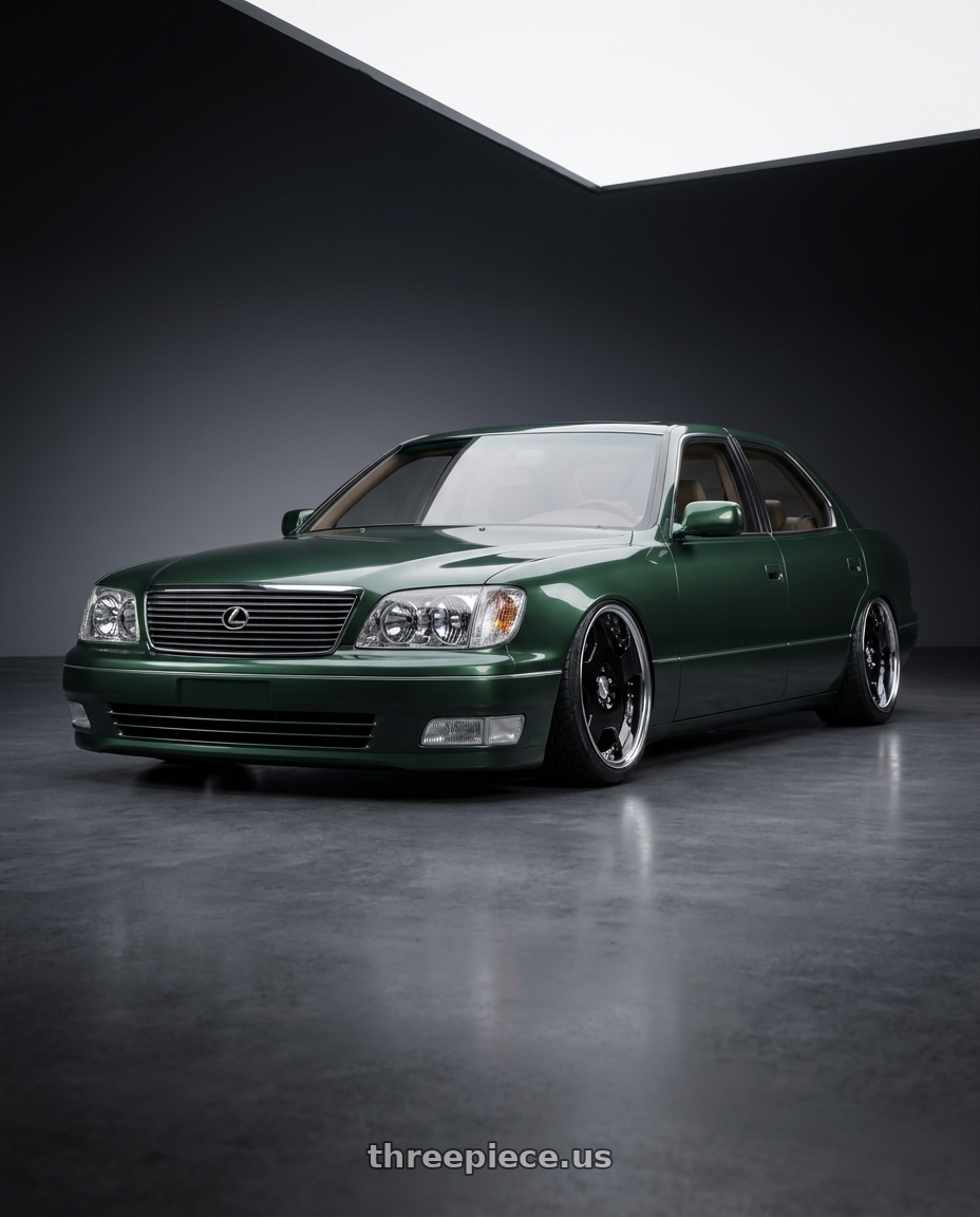 2000 Lexus LS400 Forrest Green with Work Lanvec Ld1 5x114.3 18x8+45 A Disk Black wheels