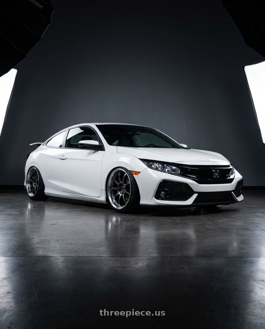 2019 honda civic Si coupe 2dr with Work Emotion D9r 5x100 18x9.5 +30 Gt Silver Rim Cut wheels