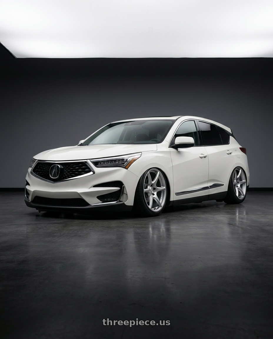 2022 Acura Rdx White with Kansei K11S Tandem 5x114.3 19x9.5 22 Hyper Silver wheels