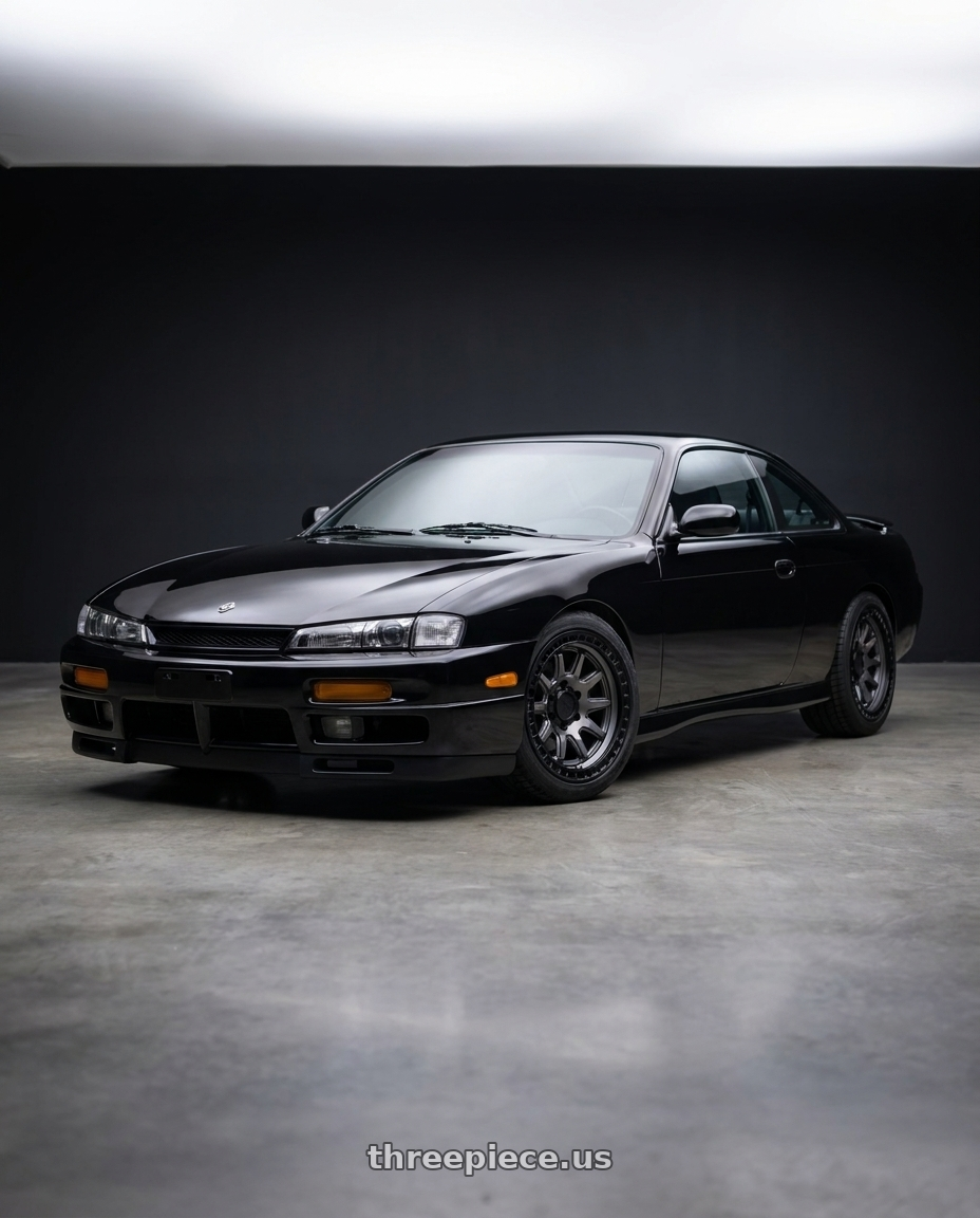 Nissan 240sx 1999 with Black Rhino CALICO 5X127 17X8.5 +34 MATTE GUNMETAL W/ MATTE BLACK LIP wheels
