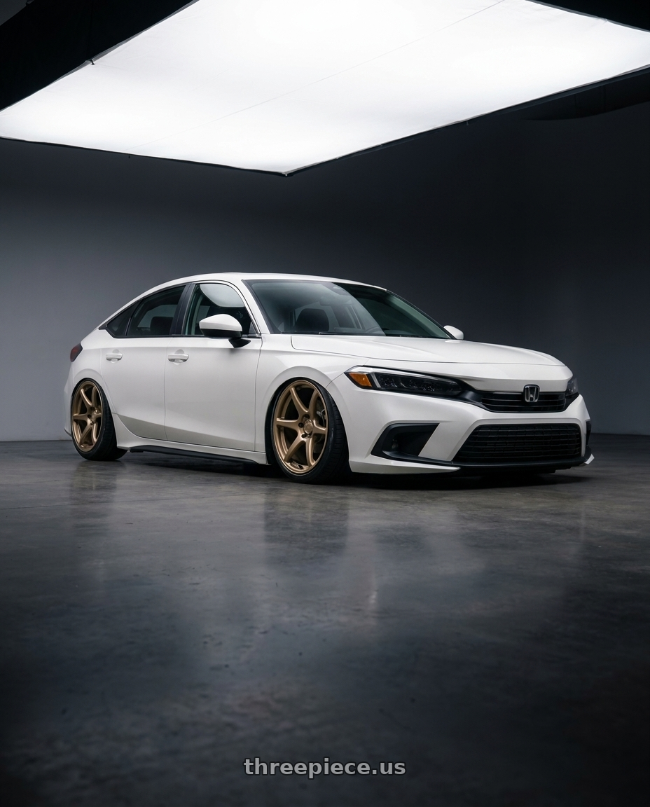 2024 Honda Civic with Kansei K11B Tandem 5x114.3 18x8.5 35 Bronze wheels