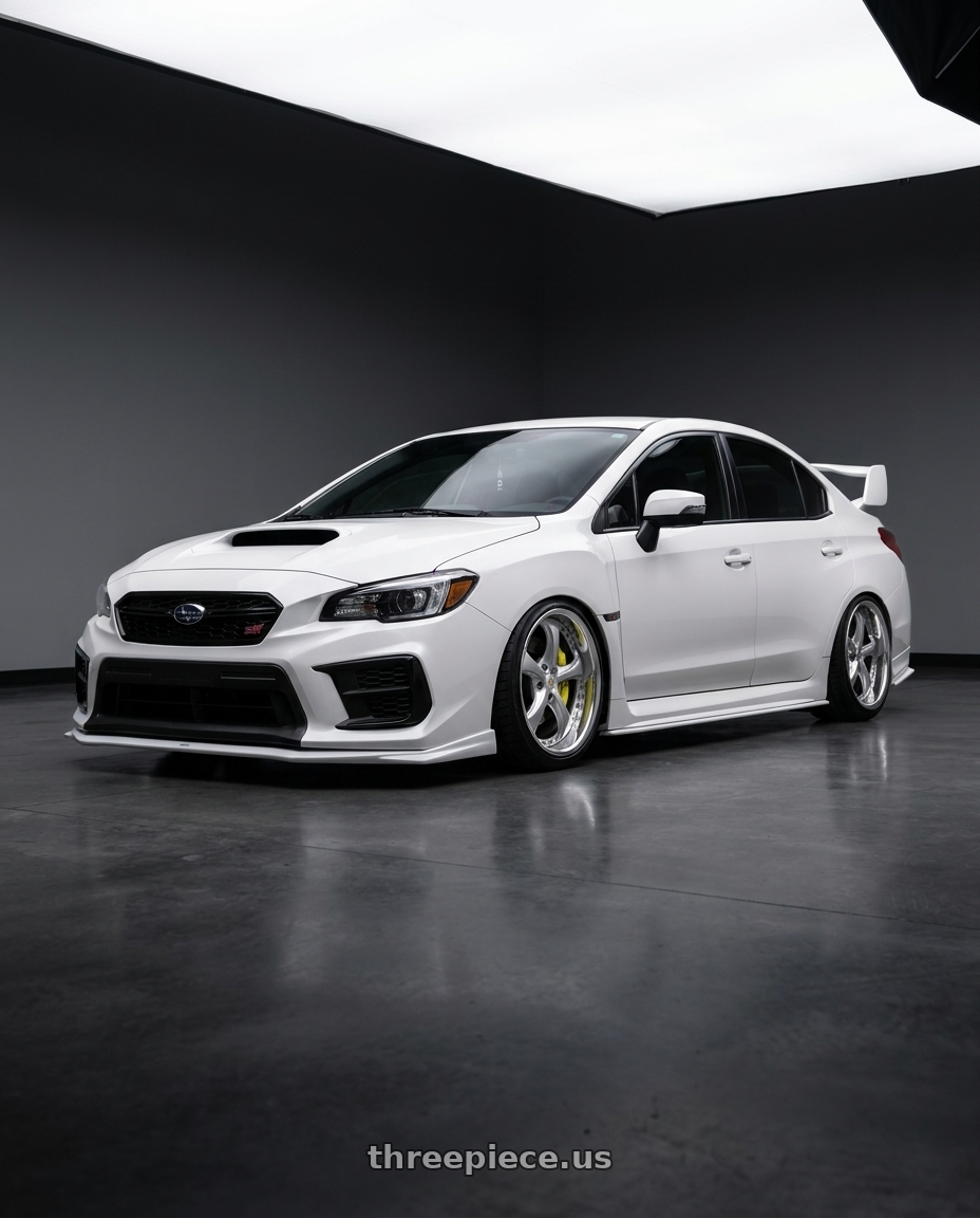 2021 Subaru WRX STI with Work Wheels VS-KF 5x114.3 18x9.5+47 Light Grey Silver A Disk FULL REVERSE wheels