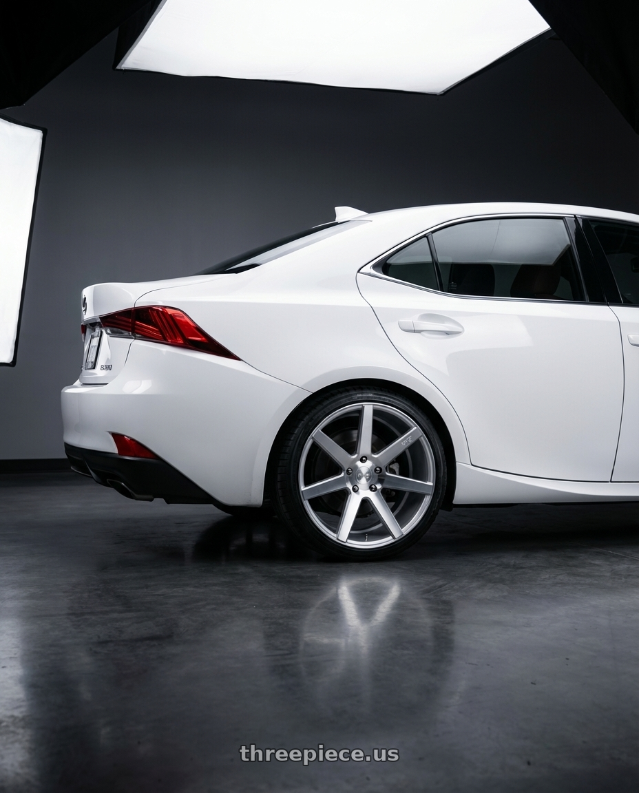 2018 Lexus IS 350 F Sport with Niche 1PC M179 VERONA 5X114.3 19X8.5 +35 GLOSS SILVER MACHINED wheels rear three quarter view square tires