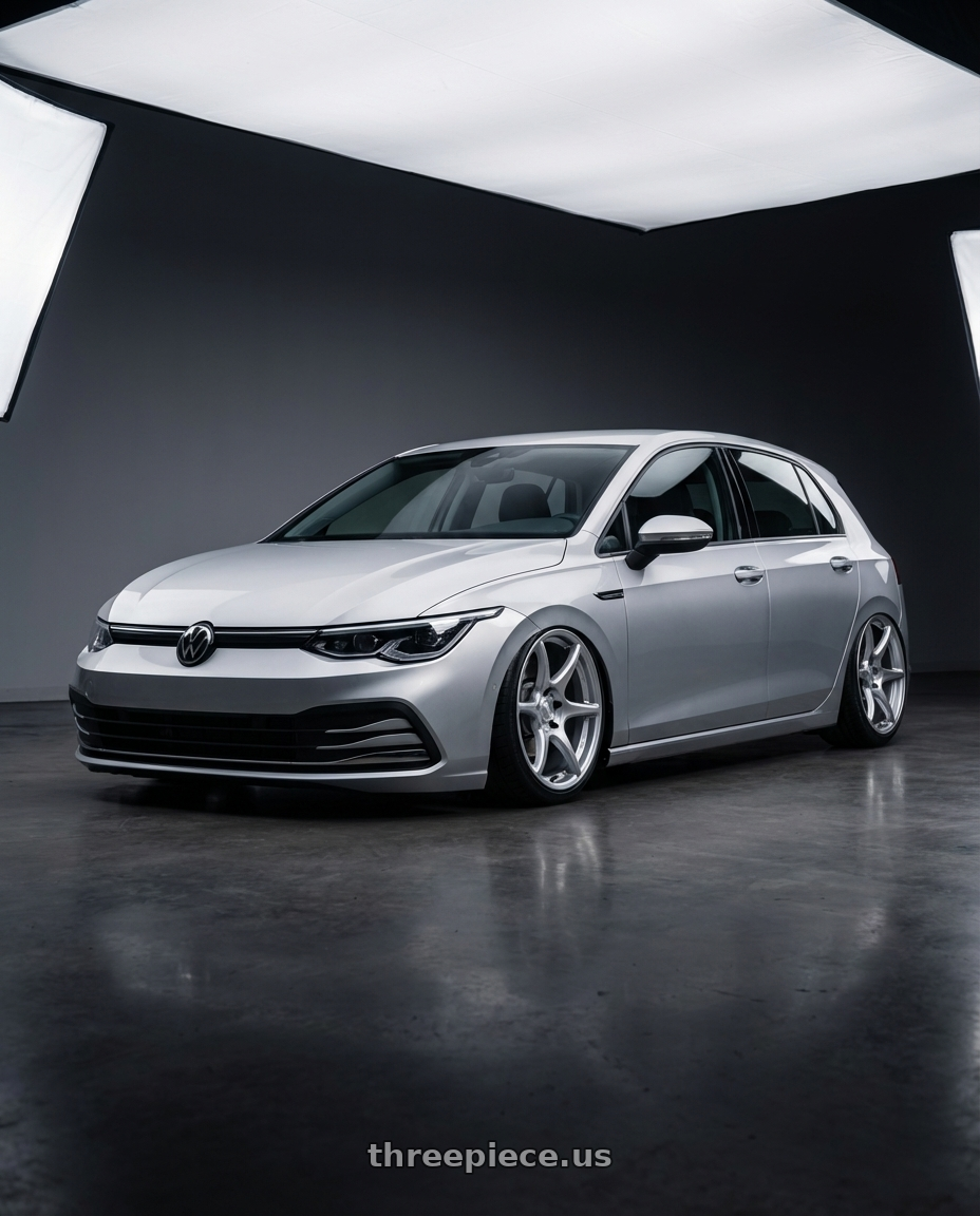 2024 Volkswagen Golf R MK8 with Kansei K11S Tandem 5X112 19x9.5 22 Hyper Silver wheels