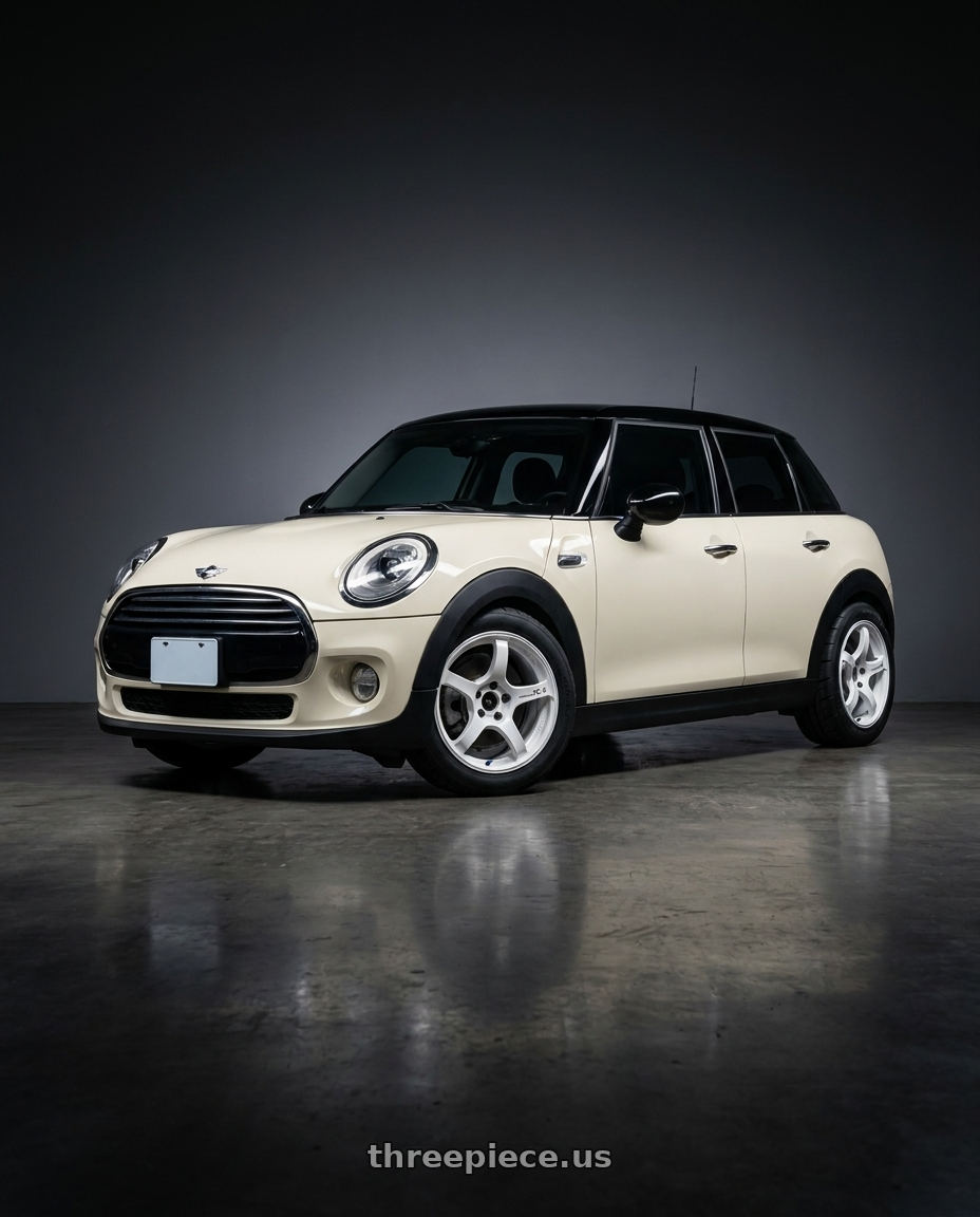 2015 mini cooper 5 door with Advan Racing TC4 5x114.3 16x7.0 +44 RACING WHITE METALLIC & RING wheels