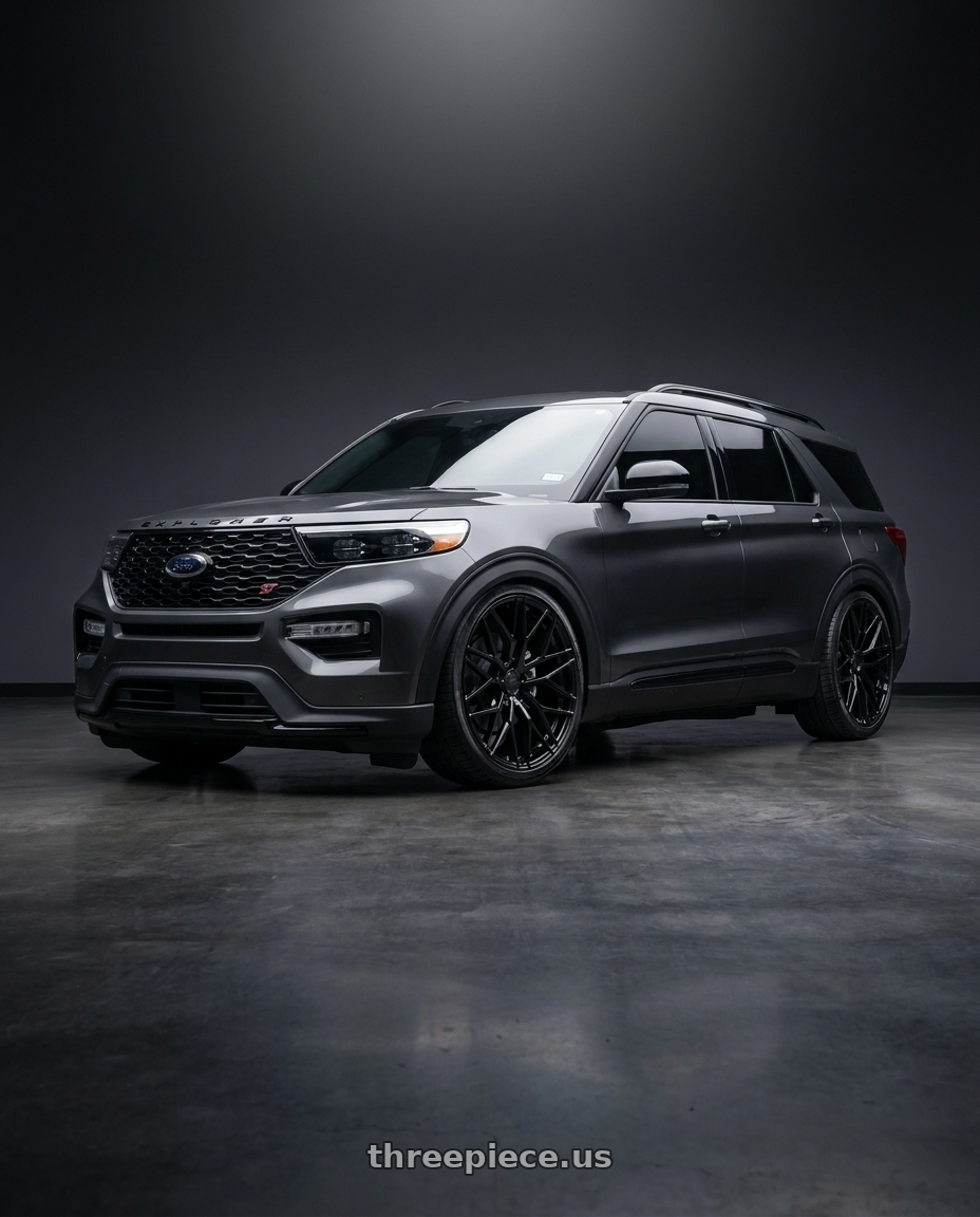 2023 Ford Explorer ST Metallic with Avant Garde Wheels M520R 5X112 24x10 +22 Gloss Black wheels