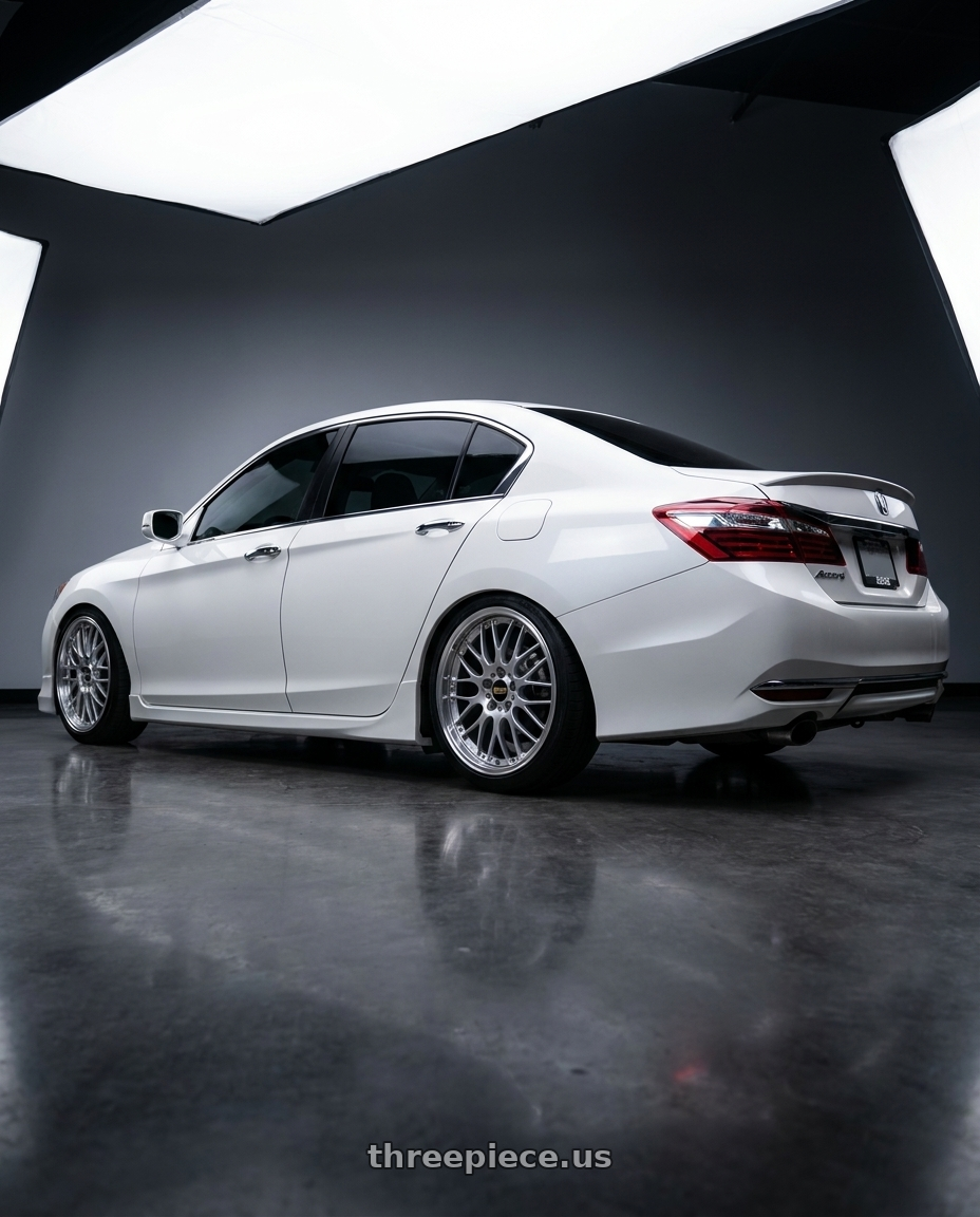 2016 Honda accord with BBS RS-GT 5x120 20x8.5+15 Diamond Silver wheels rear three quarter view slight stretch tires